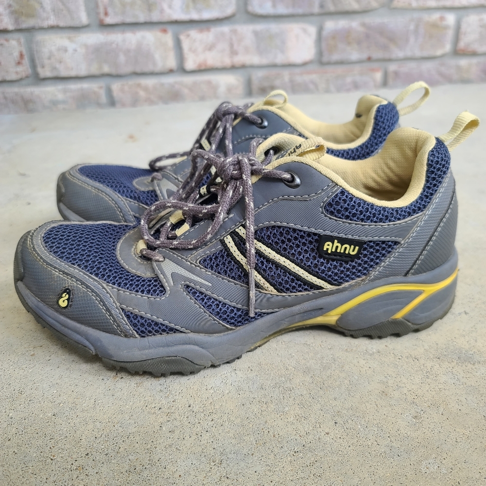 Ahnu SUGARPINE Gray, Blue & Yellow Air Mesh Hiking Shoe W7
